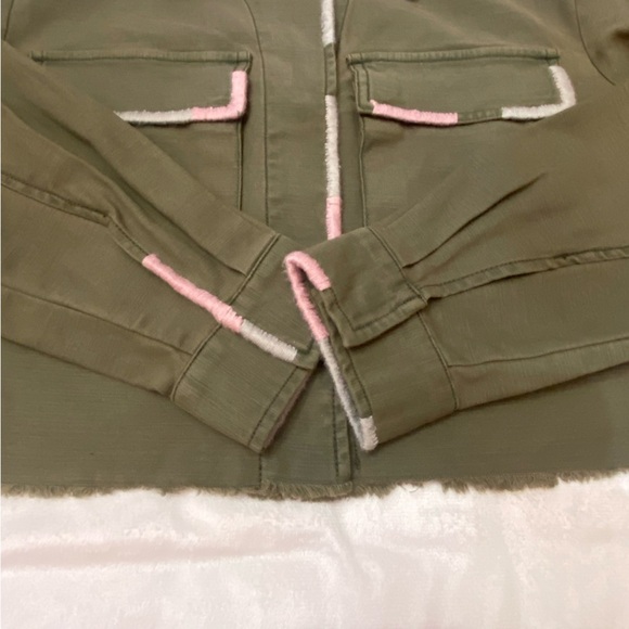 New! Anthropologie Pilcro Army Green Cropped Embroidered Jacket 2515 - Picture 9 of 13